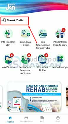 2. Klik Menu Masuk Atau Daftar