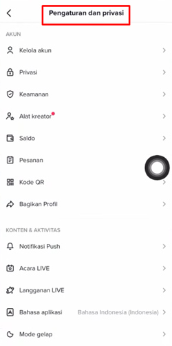 4. Buka Menu Pengaturan dan Privasi