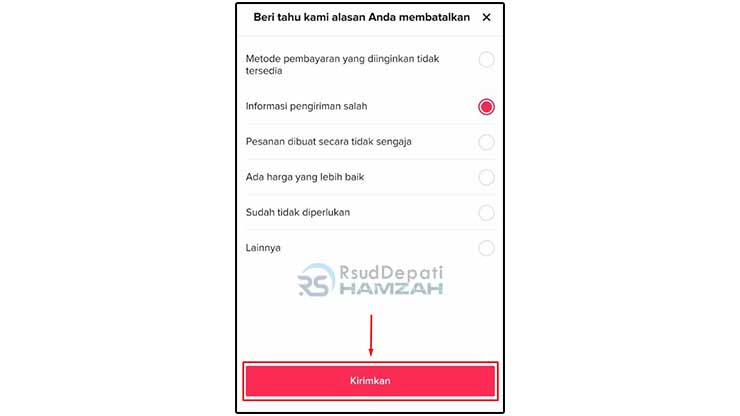 Ajukan Pembatalan Pesanan TikTok