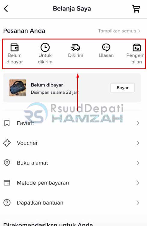 Cari dan Pilih Pesanan TikTok