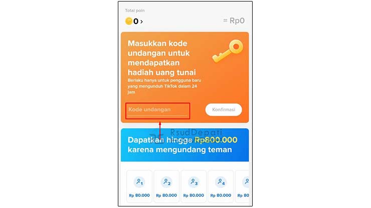 Ketuk Kolom Kode Undangan TikTok