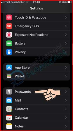 Klik Menu Password