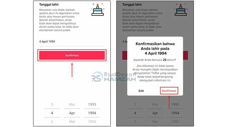 Konfirmasi Ganti Tanggal Lahir