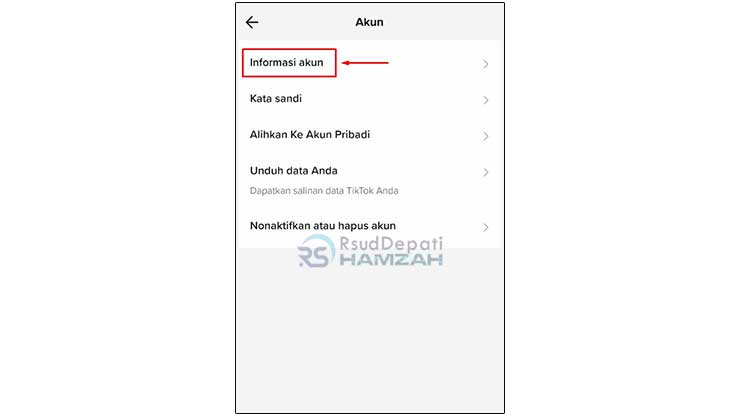 Pilih Fitur Informasi Akun TikTok