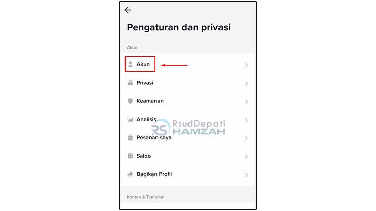 Pilih Menu Akun TikTok