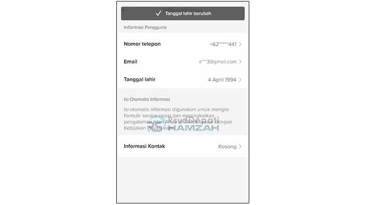 Selesai Mengganti Tanggal Lahir di TikTok