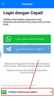 11. Klik Verifikasi Melalui Nomor Telepon