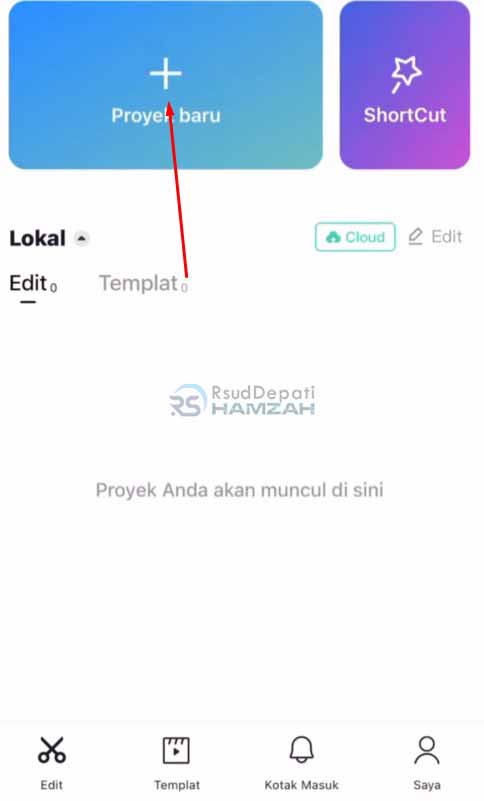 klik proyek baru