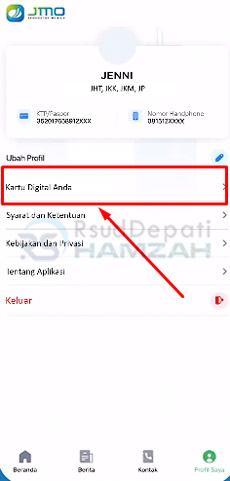 3. Klik Kartu Digital Anda