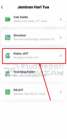 3. Klik Klaim JHT