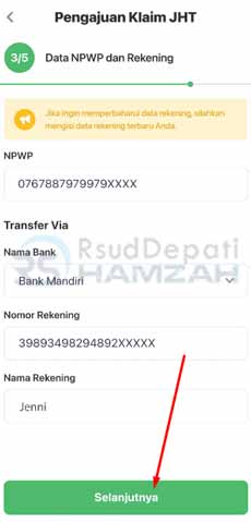 8. Cek Data NPWP Rekening