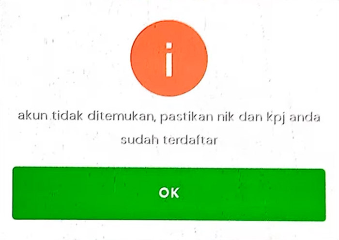 Akun JMO Tidak Ditemukan Saat Mencoba Login