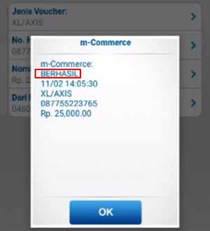 Beli Pulsa di BCA Mobile Berhasil