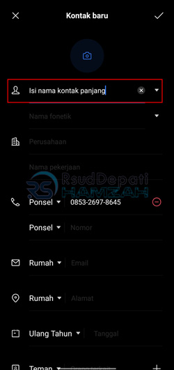 Isi Nama Kontak