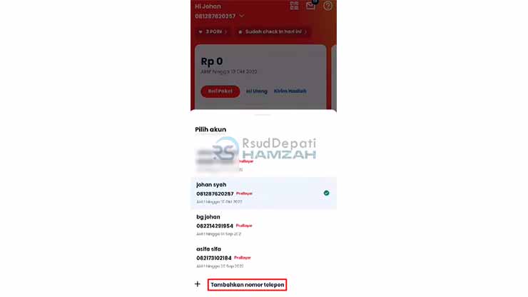 Klik Tambahkan Nomor Telepon