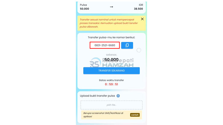 Klik Transfer Sekarang