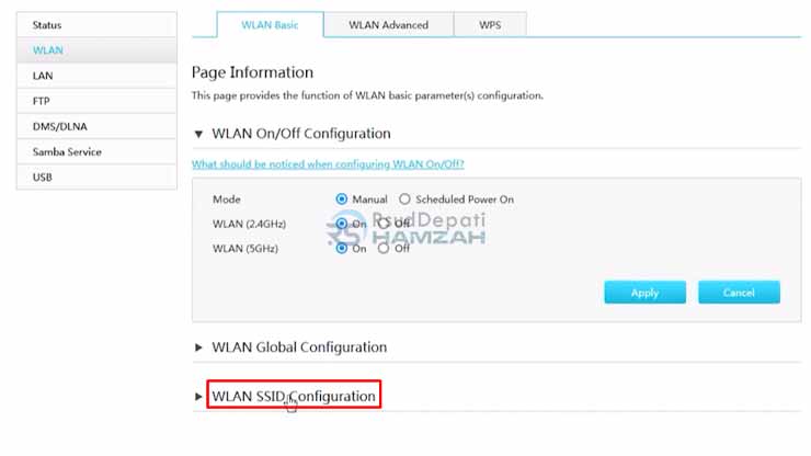 Pergi ke WLAN SSID Configuration