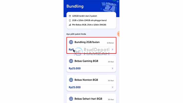 Pilih Bundling 2 GB Bulan