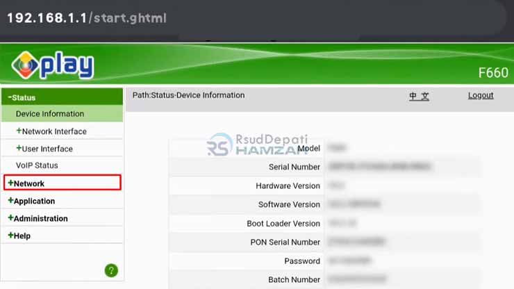 Pilih Menu Network