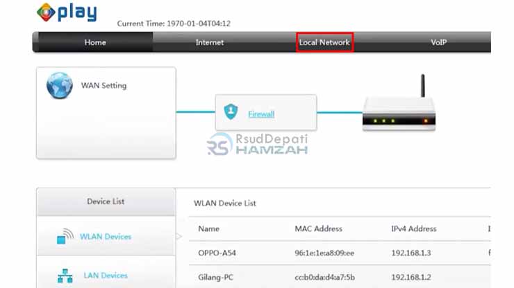 Pilih Tab Local Network