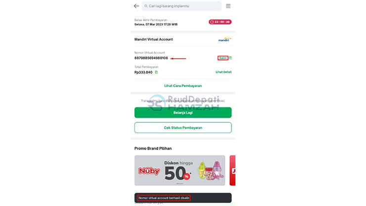 Salin Kode Virtual Account MNC Play Mandiri