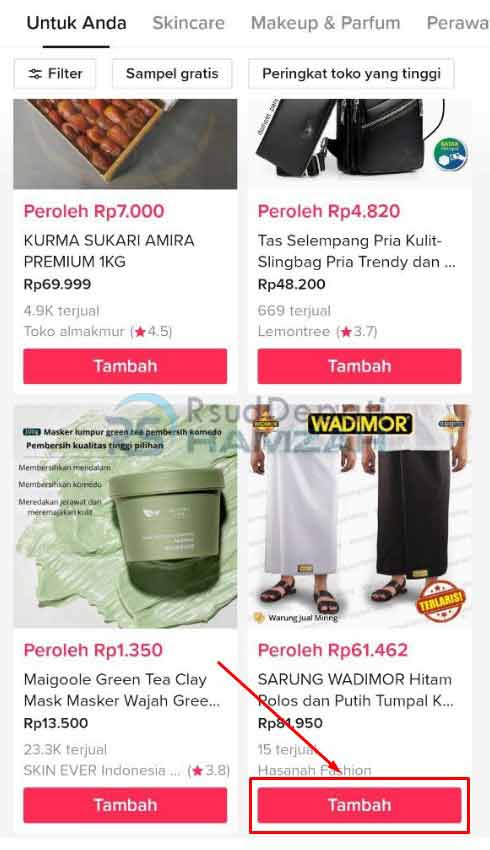 Tambahkan Produk TikTok Affiliate