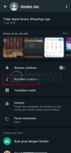 masuk ke menu Notifikasi Kustom