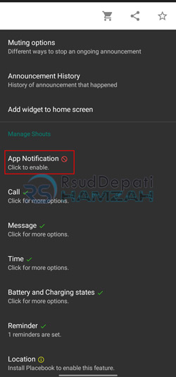pilih App Notification untuk mengubah nada dering WA