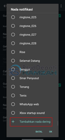 ubah nada dering kontak WA