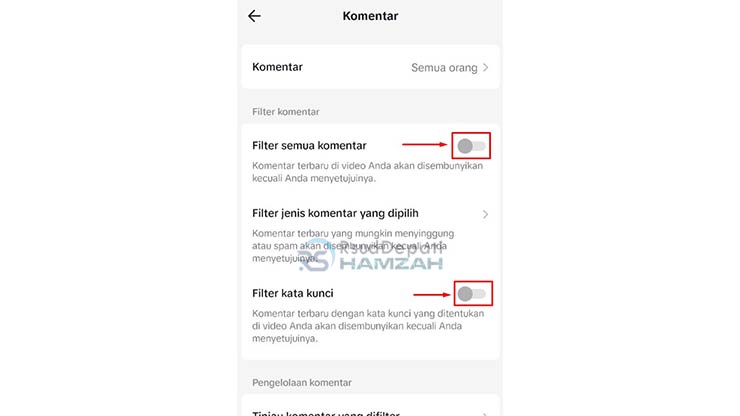 Aktifkan Fitur Filter Komentar