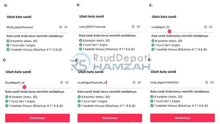 Contoh Password TikTok Karakter Khusus