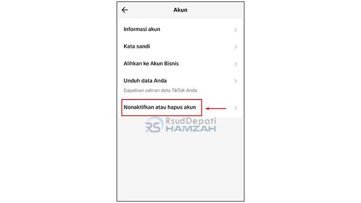 Ketuk Nonaktifkan dan Hapus Akun