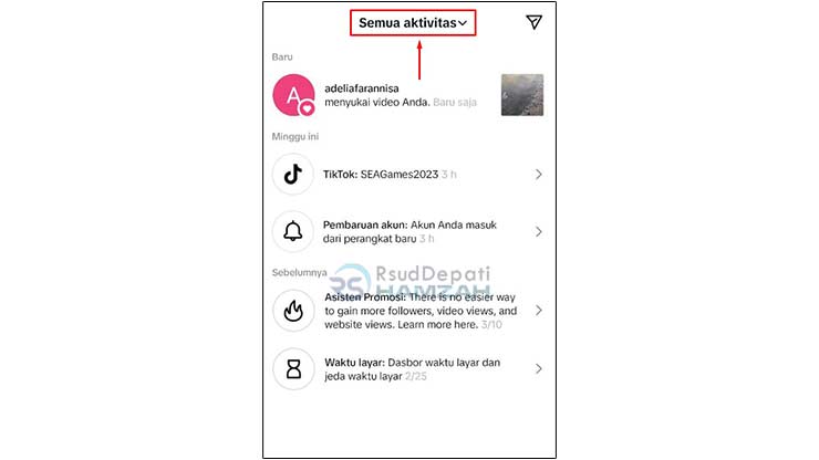 Ketuk Semua Aktivitas TikTok