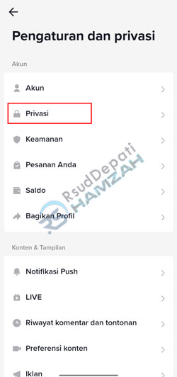 Masuk Menu Privasi Cara Agar TikTok Tidak Terhubung dengan Kontak