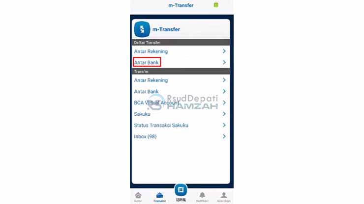 Pilih Daftar Transfer Antar Bank