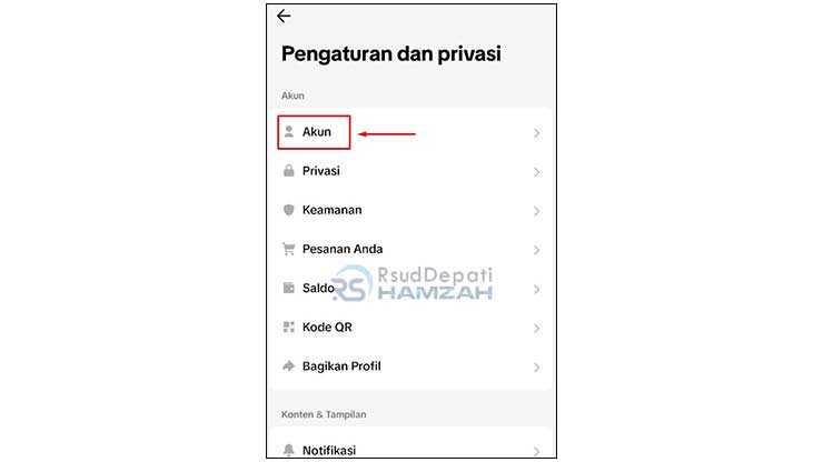 Pilih Menu Akun TikTok