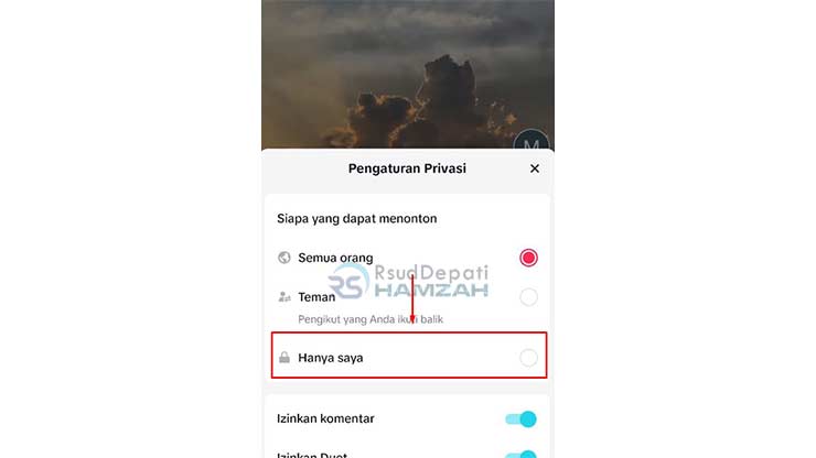 Pilih Opsi Hanya Saya