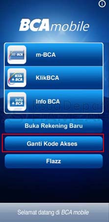 ganti kode akses BCA Mobile