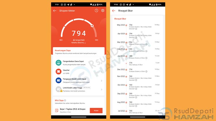 Cara Melihat Riwayat Skor Shopee Meter