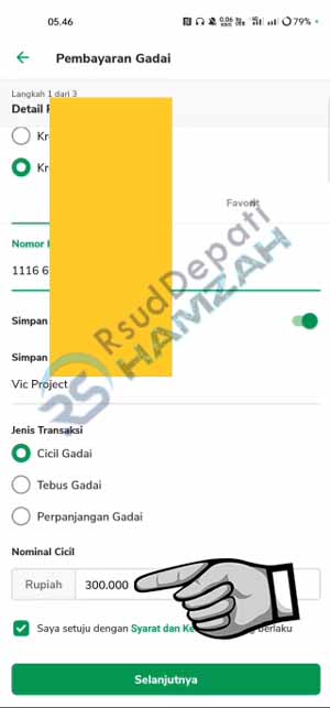 Input Nominal Cicilan