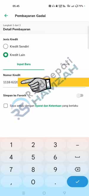Masukkan Nomor Kredit