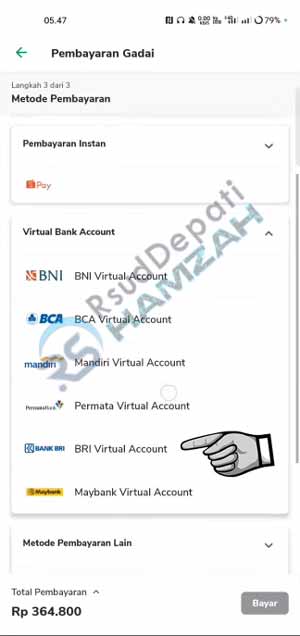 Pilih BRI Virtual Account