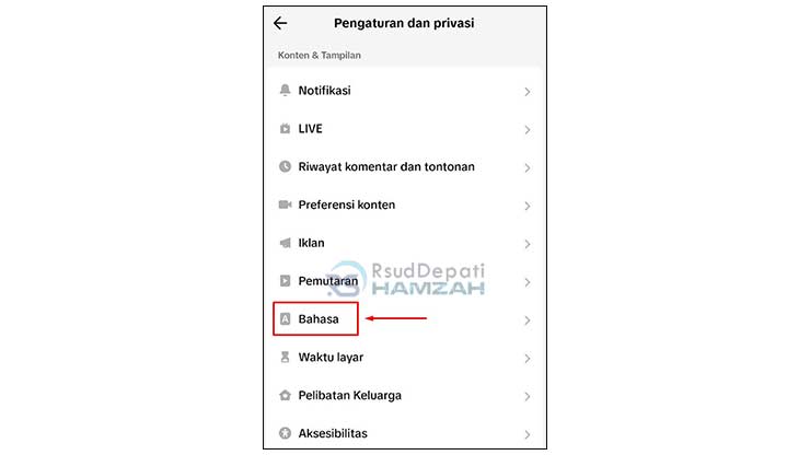 Pilih Menu Pengaturan Bahasa