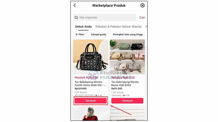 Tambahkan Produk TikTok Affiliate