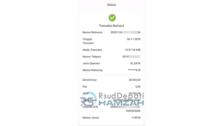 berhasil beli paket data bni mobile