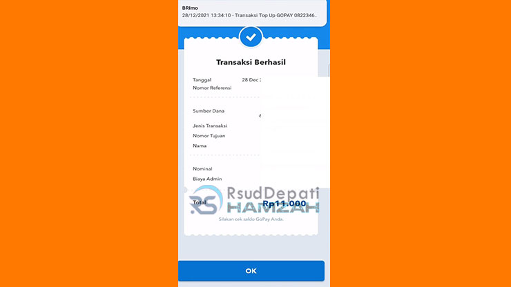 bukti transaksi gopay berhasil