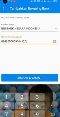 pilh bank dan masukan nomor va