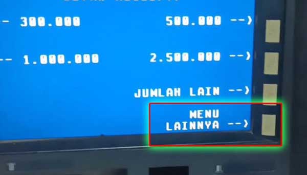 cara bayar bpjs lewat atm bri pilih menu lainnaya