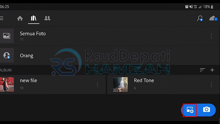 Pilih Tambah Foto Untuk Cara Berbagi Preset di Lightroom Android